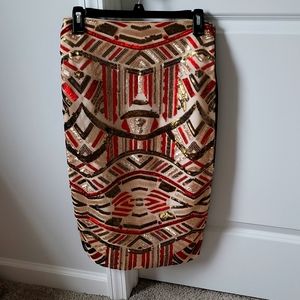 Patterned Midi Pencil Skirt